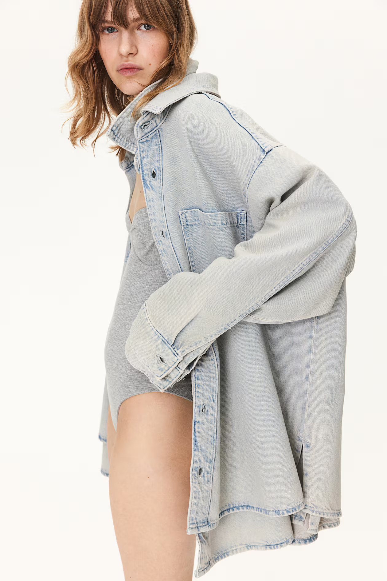 Feather Soft Denim Shirt - Pale denim blue - Ladies | H&M US | H&M (US + CA)