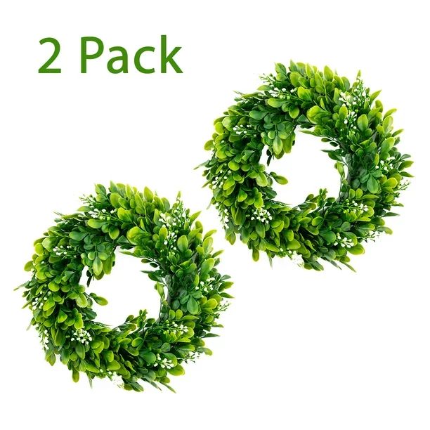 Boxwood Wreath Small 10 inch Artificial Greenery Wreath with Fruits Centerpiece Home Wall Window ... | Walmart (US)