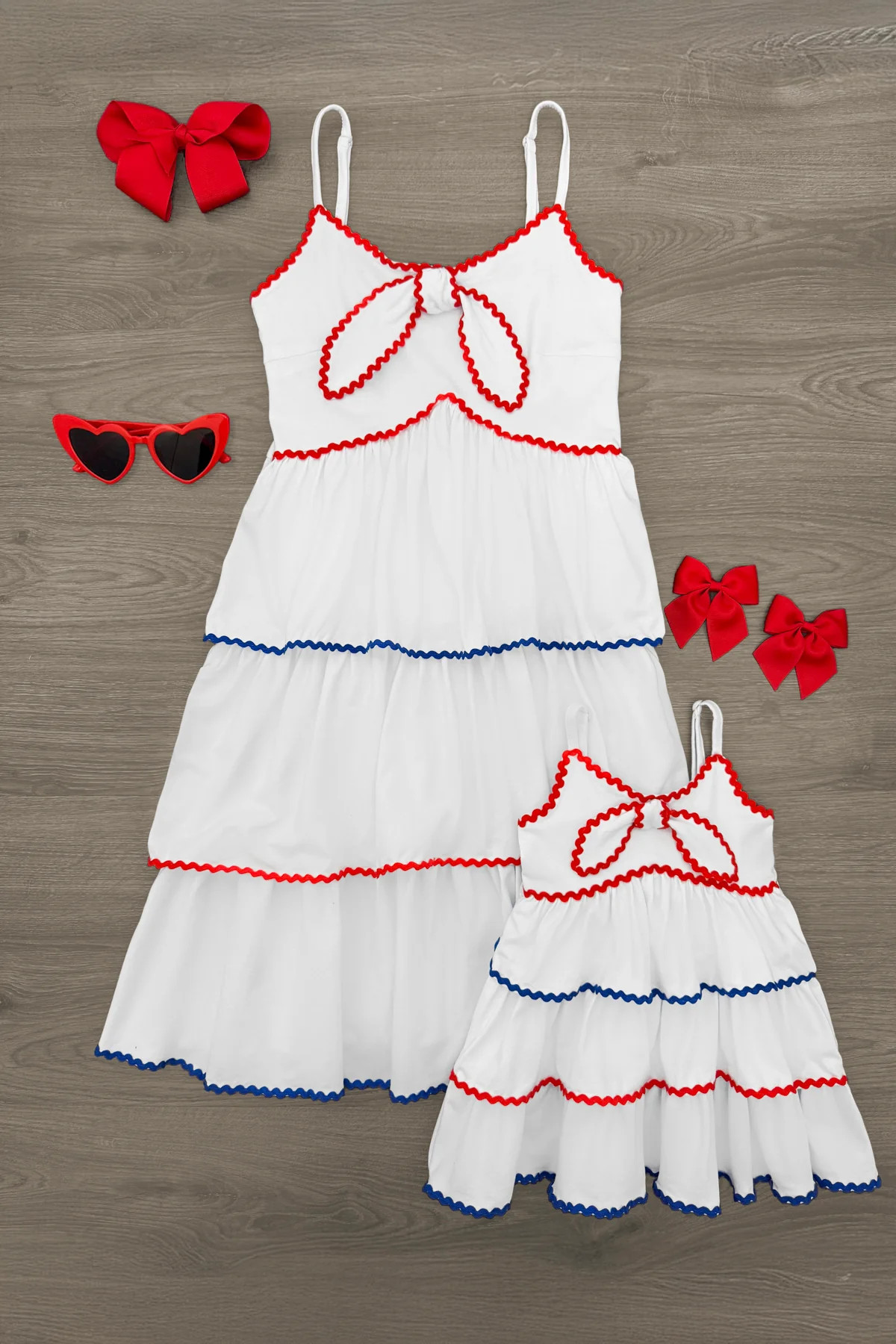 Mom & Me - Red White & Blue Tank Ruffle Dress | Sparkle In Pink