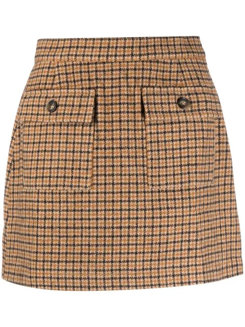 Stella Nova Natine camel-check Mini Skirt - Farfetch | Farfetch Global