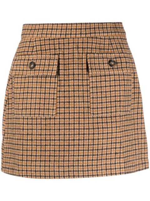 Stella Nova Natine camel-check Mini Skirt - Farfetch | Farfetch Global