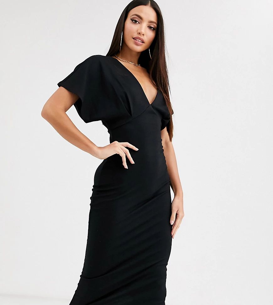 ASOS DESIGN Tall midi batwing dress in ponte-Black | ASOS (Global)