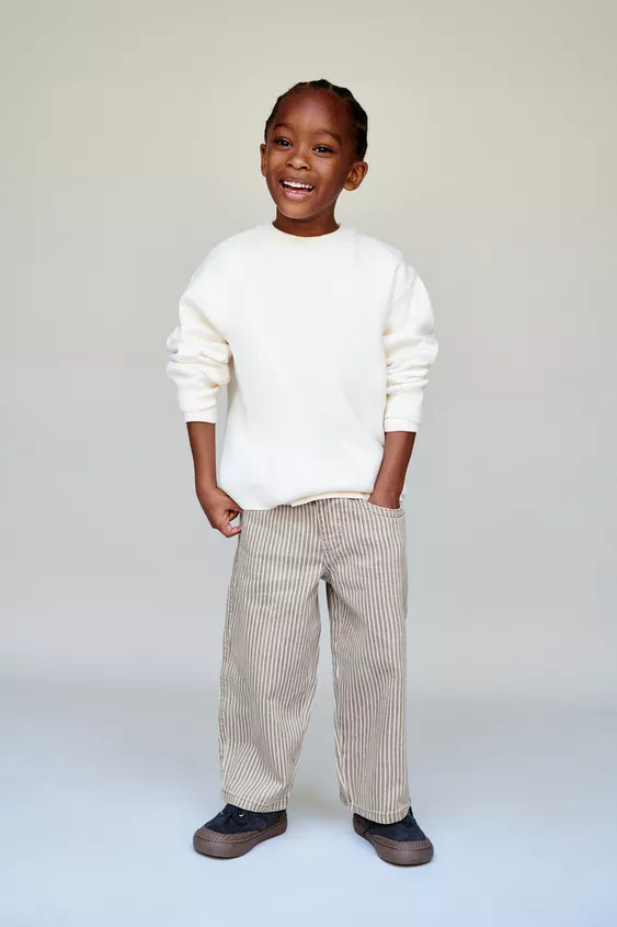 STRIPED TWILL BAGGY PANTS | Zara US