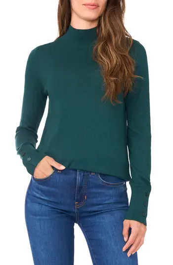 Halogen® Button Cuff Turtleneck Sweater in June Bug at Nordstrom Rack, Size Xx-Large | Nordstrom Rack
