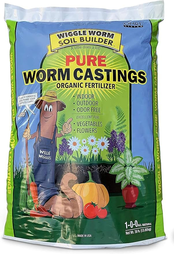 Worm Castings Organic Fertilizer, Wiggle Worm Soil Builder, 30-pounds (Single Pack) | Amazon (US)