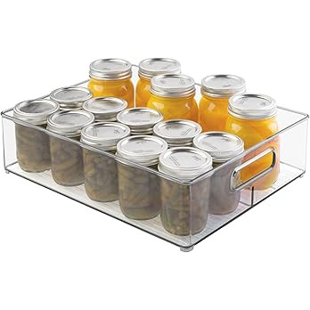 iDesign Divided Storage Bin with Handle for Pantry, Fridge, or Freezer, Clear, Made in USA | Amazon (US)