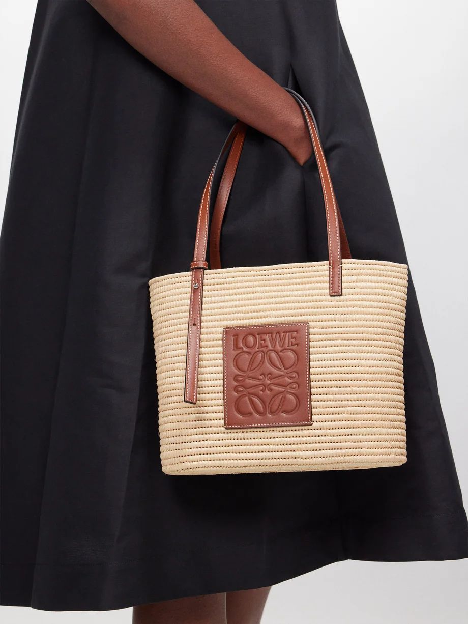 Anagram-logo leather-trim raffia basket bag | Matches (EU)