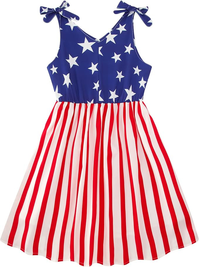 Enlifety 3-10T Girls Dresses Sleeveless Summer Dress Bowknot Strap V Neck Sundress | Amazon (US)