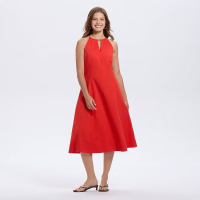 Women's Sleeveless Midi A-Line Dress - A New Day™ Geranium Red M | Target