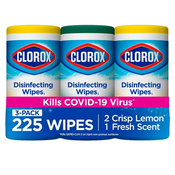 Clorox Disinfecting Wipes, (225 Count Value Pack), Crisp Lemon and Fresh Scent - 3 Pack - 75 Coun... | Walmart (US)
