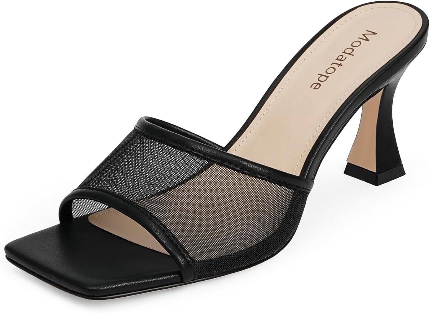 Modatope Womens Heeled Sandals Open Square Toe Heels Chunky Block Heel Slip On Sandals for Women | Amazon (US)