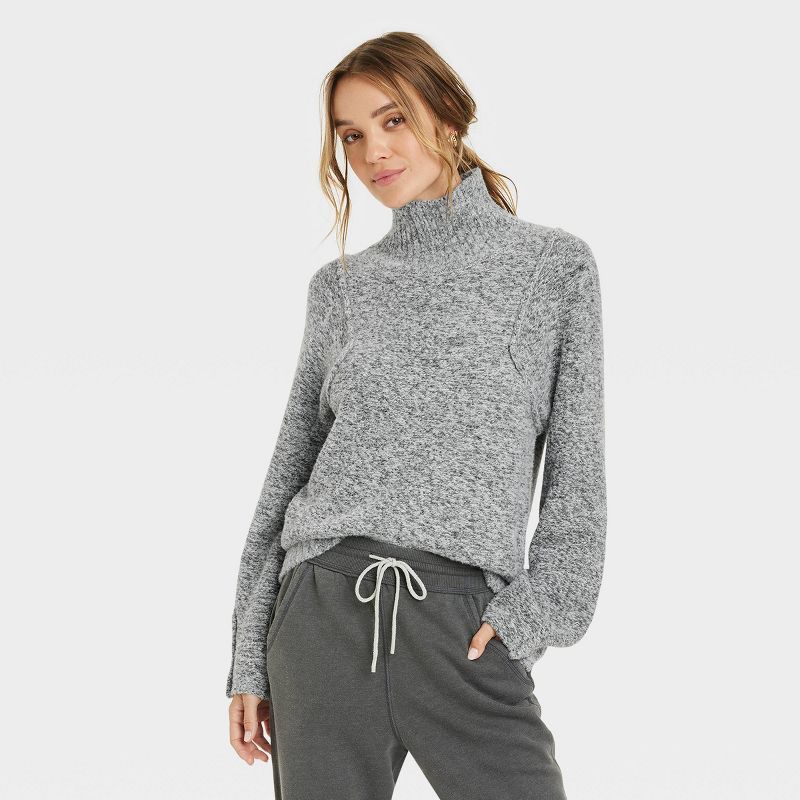 Women&#39;s Mock Turtleneck Seam Front Pullover Sweater - Universal Thread&#8482; Gray XL | Target