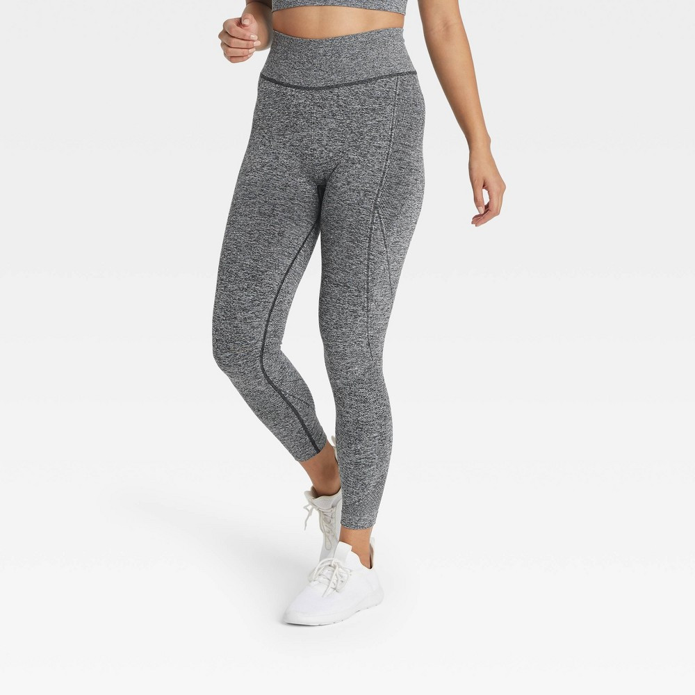 Women's Seamless High-Waisted Leggings 24"" - All in Motion Charcoal Heather XS, Grey/Grey | Target