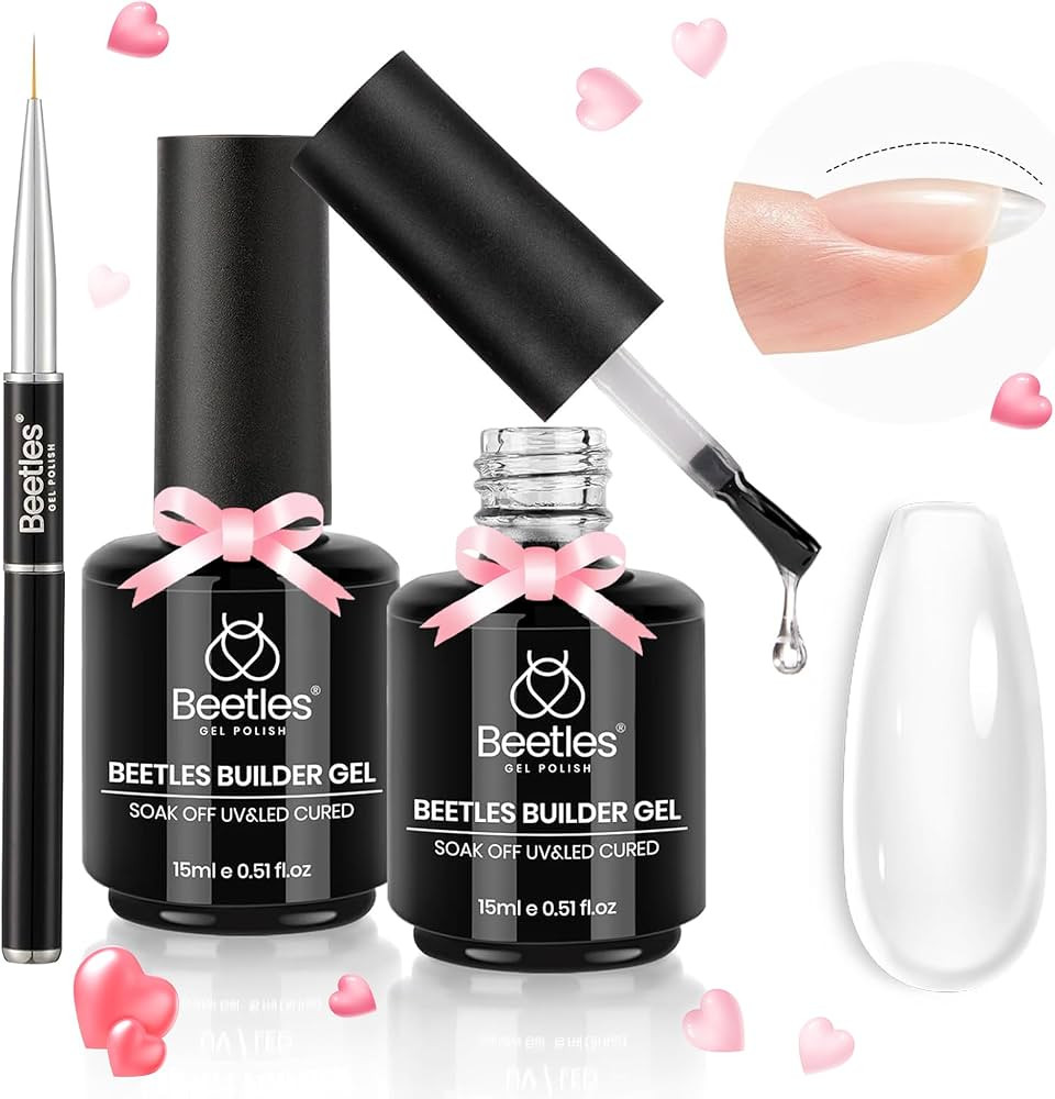 beetles Builder Gel 2Pcs Clear Builder Gel for Nails 7 in 1 15ml Builder Gel Nail Thickening Set ... | Amazon (US)