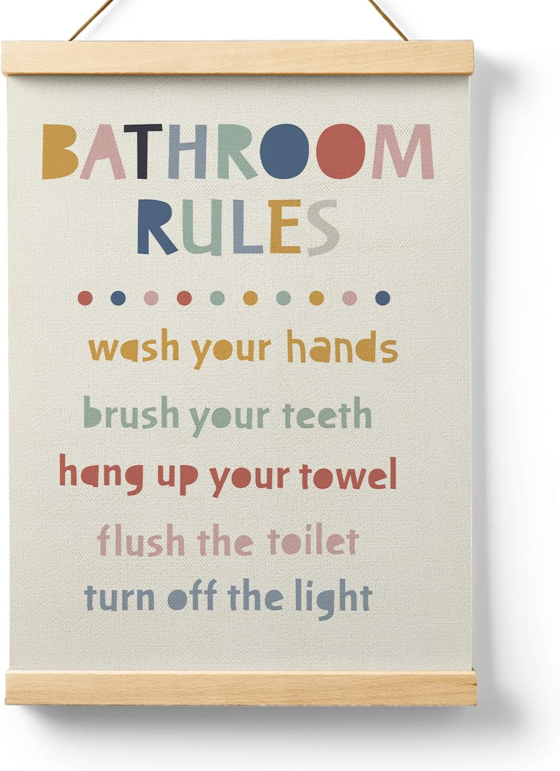 Ryeolo Kids Bathroom Wooden Poster Hanger Frame 12.5x17 Inch, Rules Wall Art Decor for Toddler Boy Girl, Colorful Decor | Amazon (US)