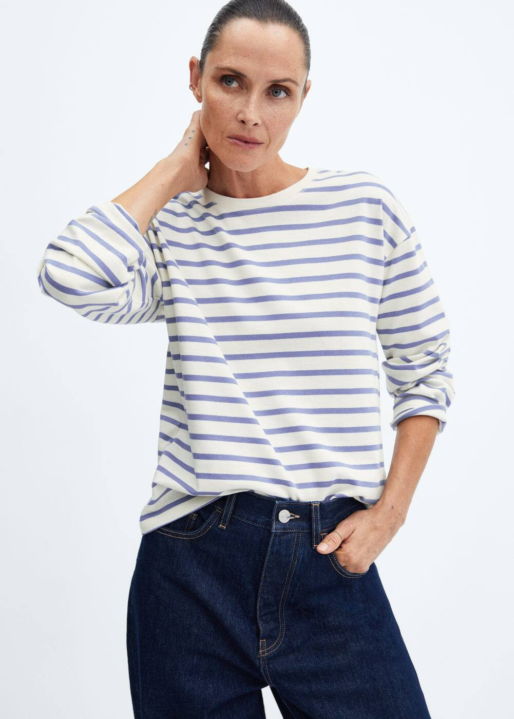 Round-neck striped sweater -  Women | Mango USA | MANGO (US)