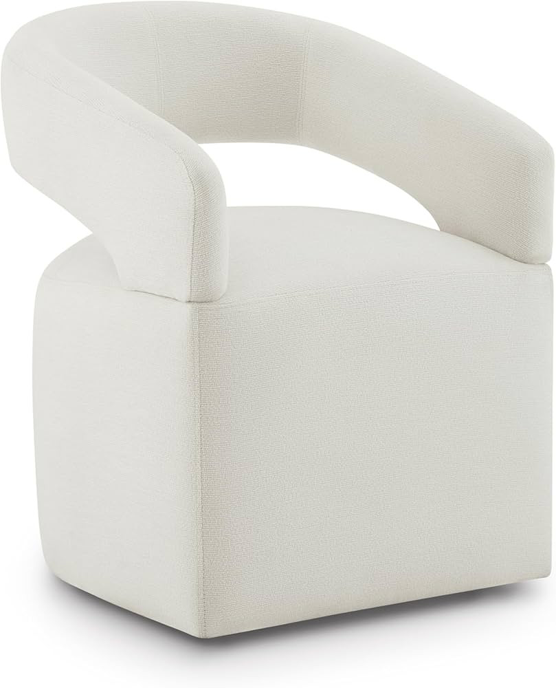 Upholstered Dining Chairs with Casters Modern Barrel Side Armchair with Rollers for Diningroom Be... | Amazon (US)