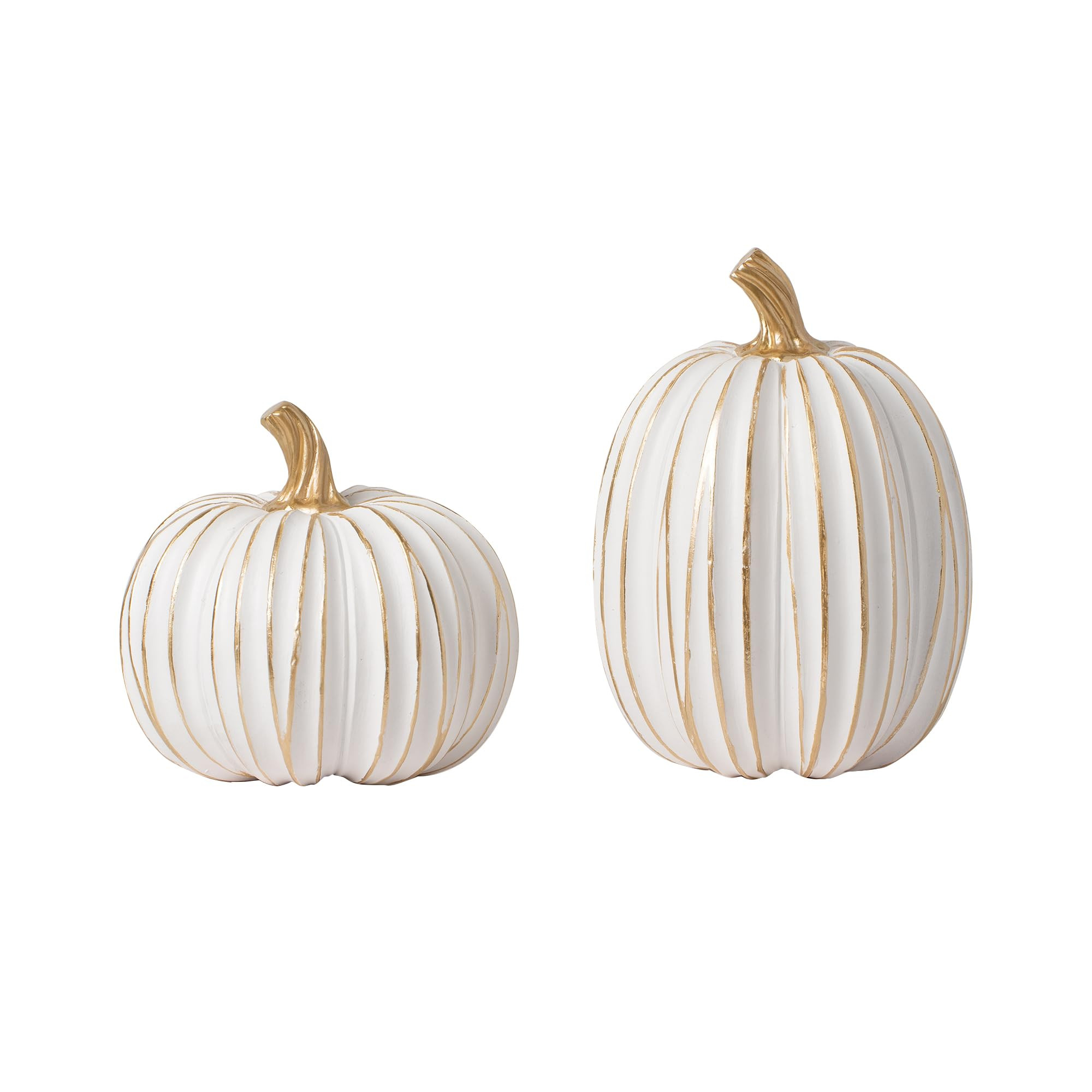 2PCS White and Gold Pumpkins Fall Decorations for Home, Fall Pumpkin Thanksgiving Harvest Table C... | Amazon (US)