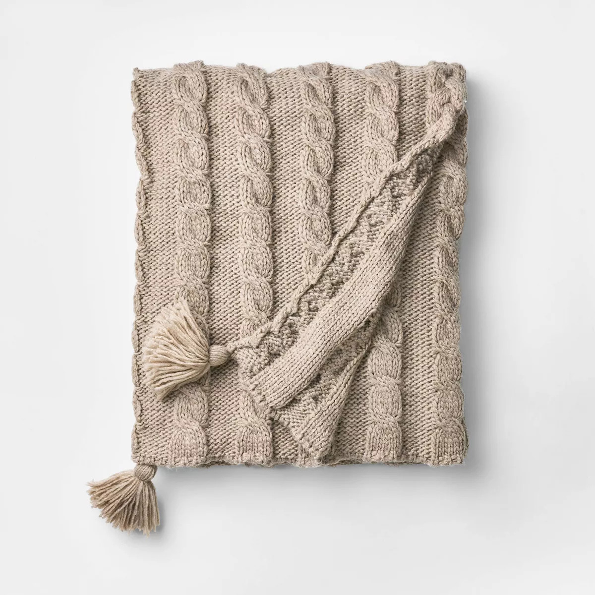 Knit Tassel Braided Throw Neutral - Threshold™ designed with Studio McGee | Target