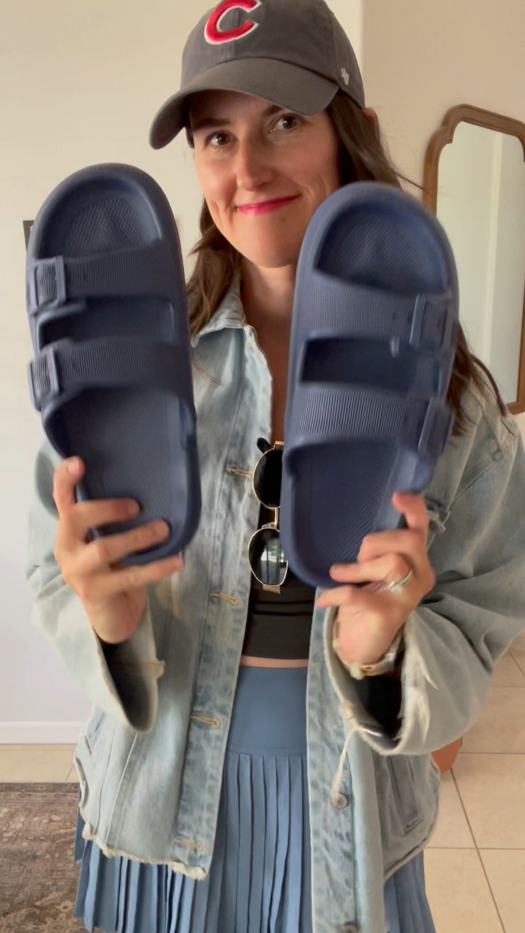 Comfortable buckle sandal with a super thick sole. Great all weather summer sandal.  Incredibly lightweight.  I am wearing a size 11 in the navy blue . I love an affordable comfortable sandal. Easy to style. Wear running errands, post workout, taking a walk, or playing outside with the kids. Great sandal that can get wet and dry quick. 

#LTKSeasonal #LTKShoeCrush #LTKOver40