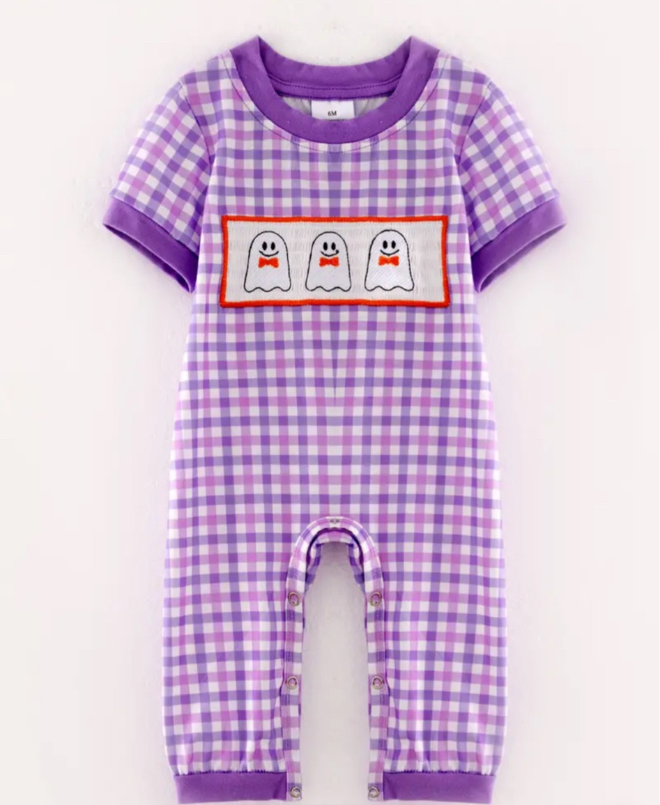 Fall Winter Halloween Baby Boy Ghost Embroidered Smocked Plaid Casual Cute Romper

#LTKKids #LTKSeasonal #LTKBaby