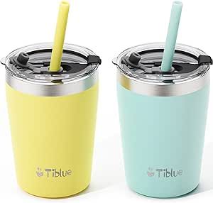 Tiblue Kids & Toddler Cup - 2 Pack 8oz Spill Proof Stainless Steel Insulated Tumbler with Leak Pr... | Amazon (US)