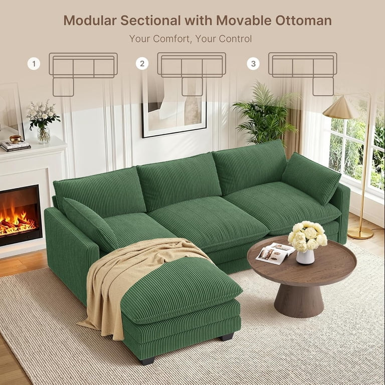 110.2" Cloud Couch Sectional, Lofka Modern Modular Sofa with Deep Seat, Upholstered Living Room F... | Walmart (US)