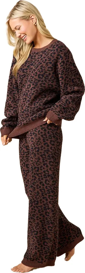 Marshmallow Leopard Crew Neck Lounge Set | Nordstrom
