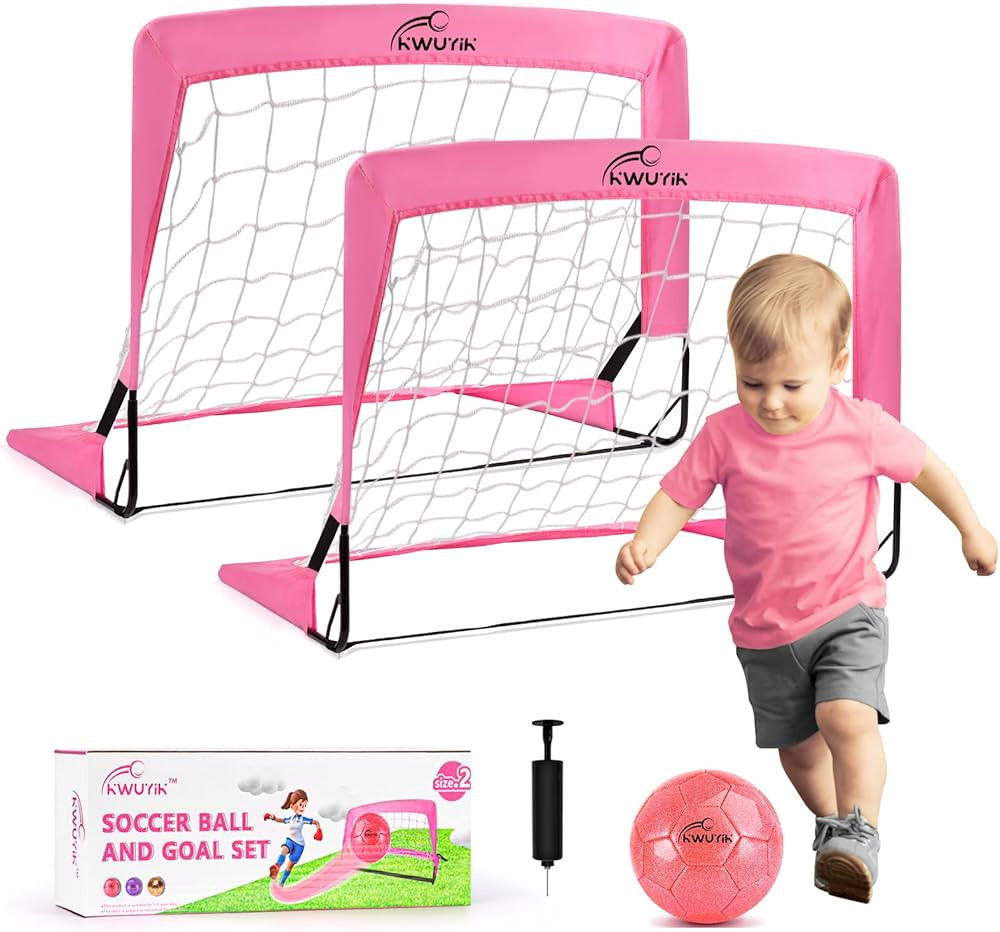 4Pcs Soccer Goals Set 2Pcs Soccer Nets 2x1.5ft 1Pcs Ball 1Pcs Pump Indoor Soccer Nets for Kids wi... | Amazon (US)