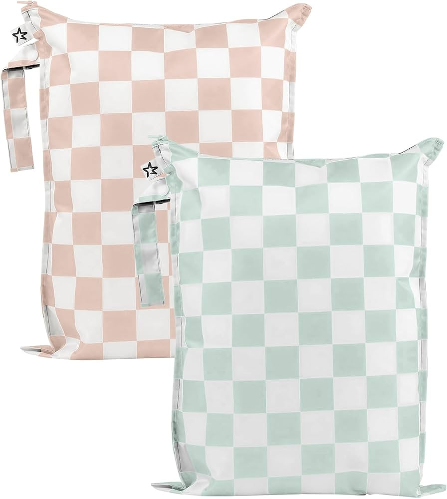 Tiny Twinkle Mess-Proof Waterproof Wet Dry Bag | 2-Pack Reusable Wet Bags for Swimsuits & Baby Cl... | Amazon (US)