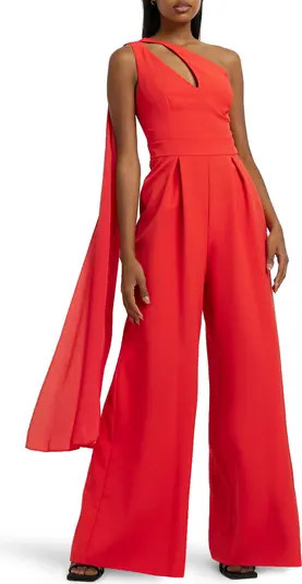 Drape One-Shoulder Wide Leg Jumpsuit | Nordstrom