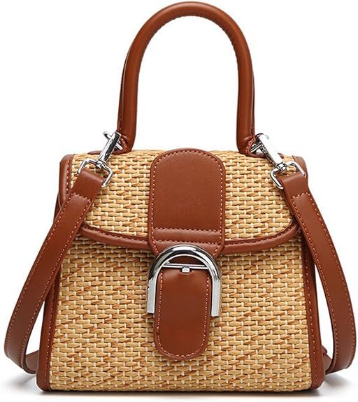 boshiho Retro Straw Woven Handbag Womens Small Cross Body Bag Shoulder Messenger Satchel | Amazon (US)