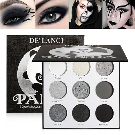 ecofavor Black Smoky Eye shadow Palette, DE’LANCI PANDA 9 Colors True Black Dark Grey Smokey Go... | Amazon (US)