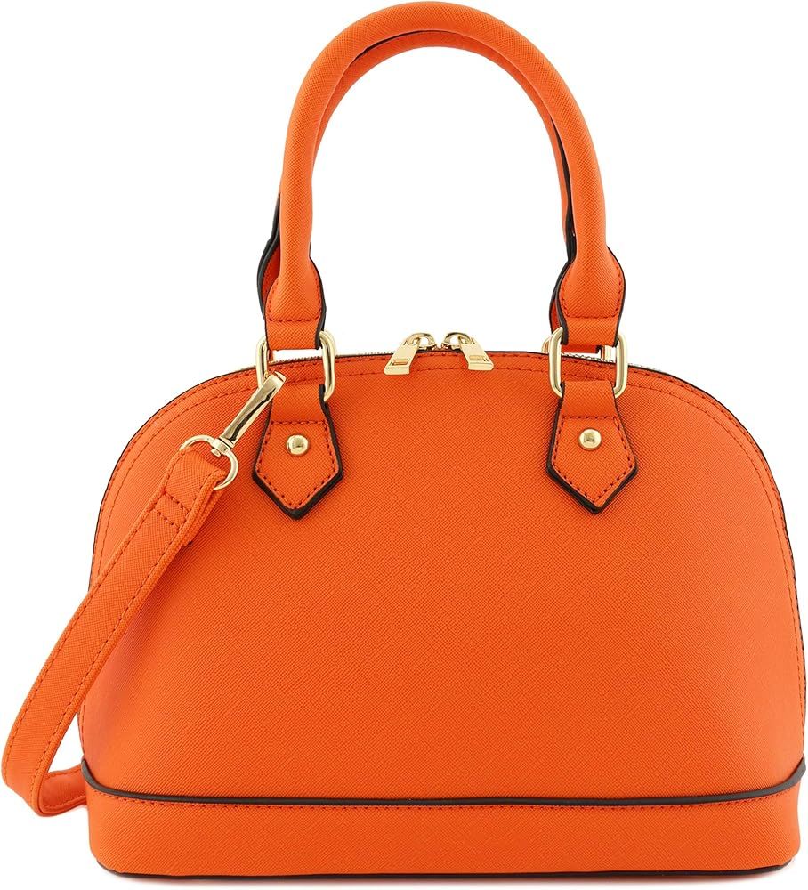 Amazon.com: fashionpuzzle Zip-Around Classic Dome Satchel (Orange) : Clothing, Shoes & Jewelry | Amazon (US)