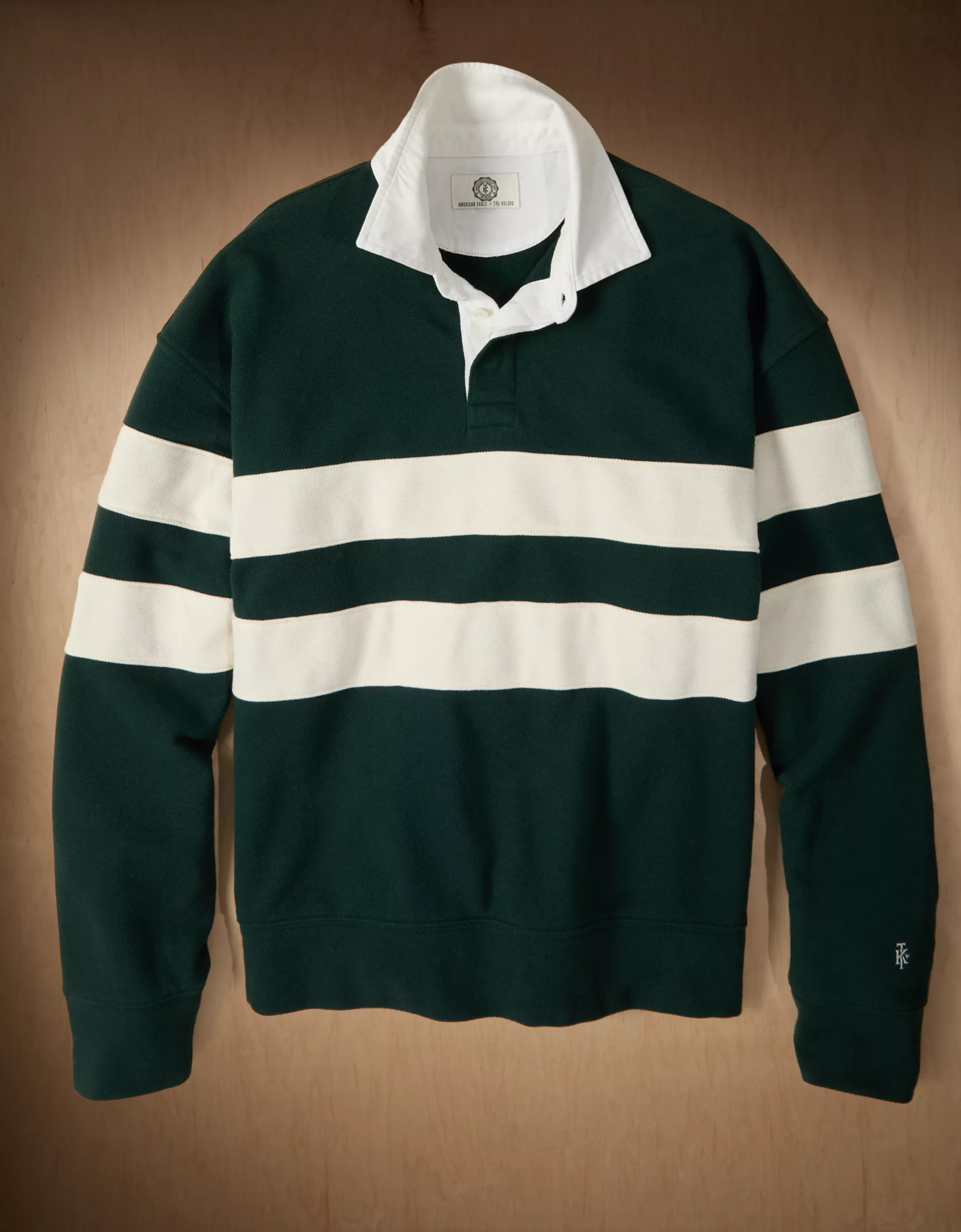 AE x Tru Kolors Pique Rugby Sweatshirt | American Eagle Outfitters (US & CA)