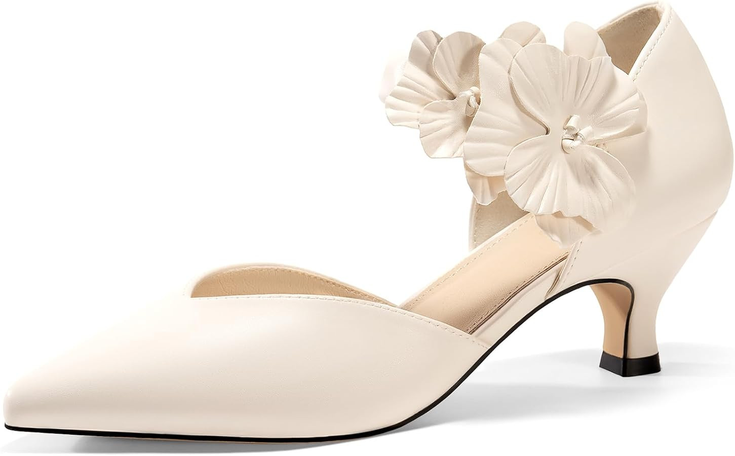 Coutgo Womens Low Kitten Heels Dressy Shoes Comfortable Closed Toe Flower Slip on Formal Party Da... | Amazon (US)