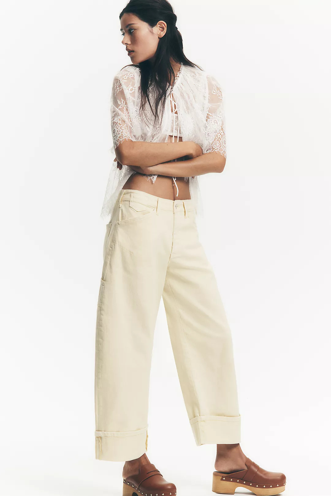Kayden High-Rise Carpenter Cuffed Barrel Jeans by Pilcro | Anthropologie (US)