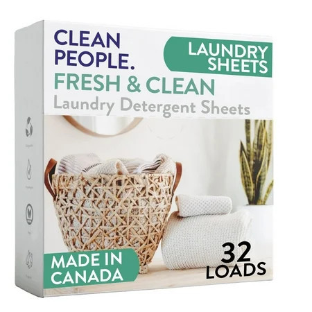 Clean People Laundry Detergent Sheets - Clean Ingredients No Plastic Jug - Fresh Scent 32 Pack | Walmart (US)