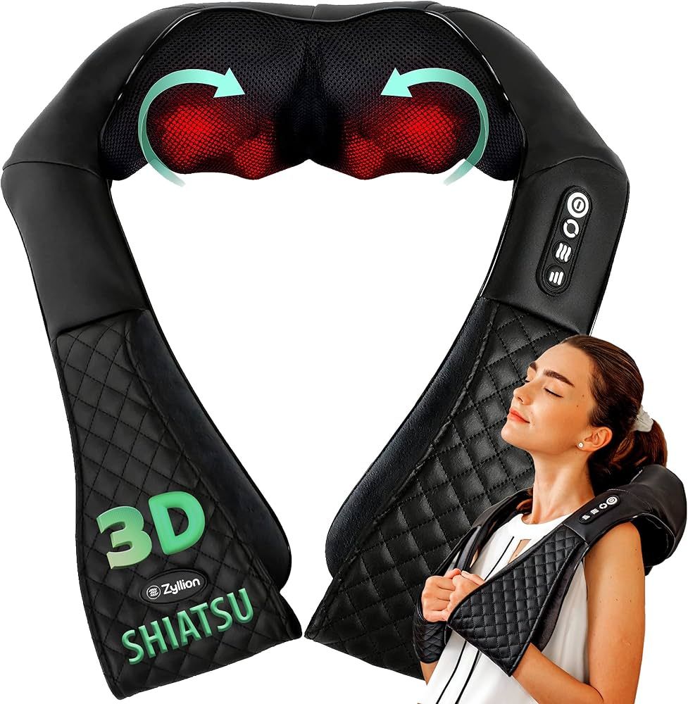 Zyllion Shiatsu Neck and Back Massager - 3D Kneading Deep Tissue Massage with Heat for Shoulders,... | Amazon (US)