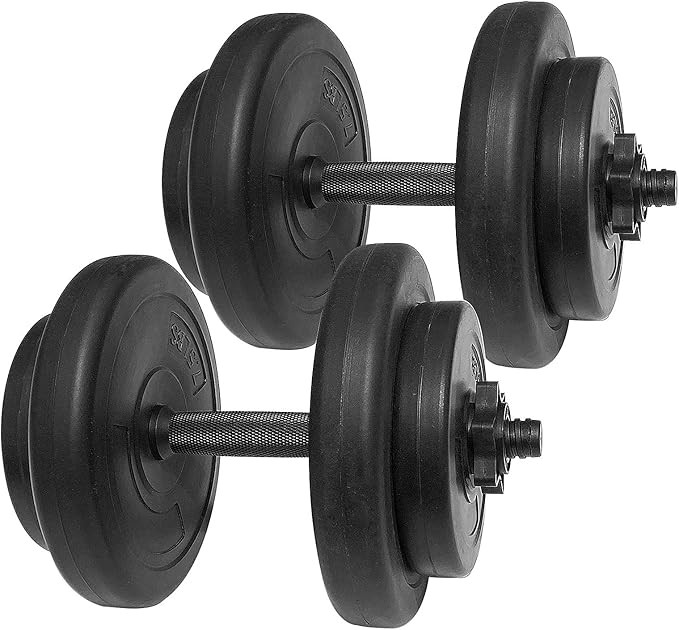 Powergainz Contoured Handle Cast Iron Adjustable Dumbbell Weight Set, 40-Pound Pair, 105-Pound Pa... | Amazon (US)