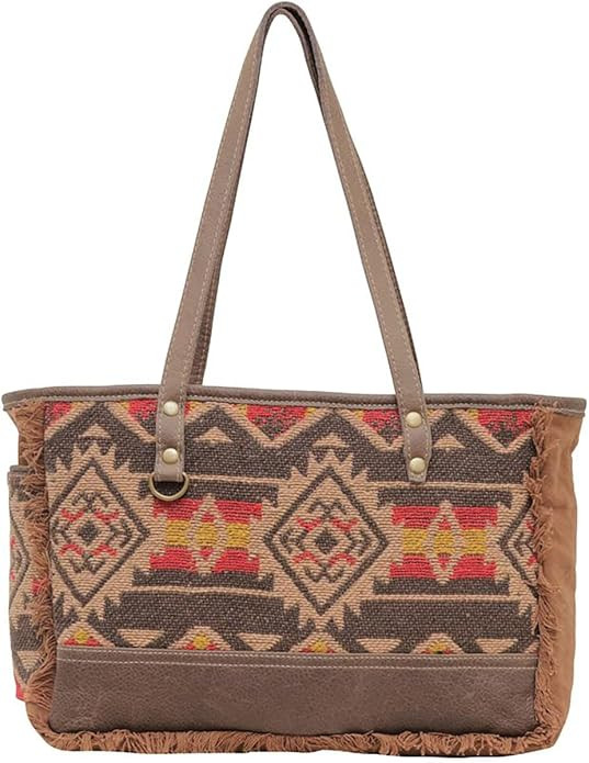 Myra Bag Western Canvas Shoulder Handbag for Women - Cotton & Upcycled Leather Bag Loskop | Amazon (US)