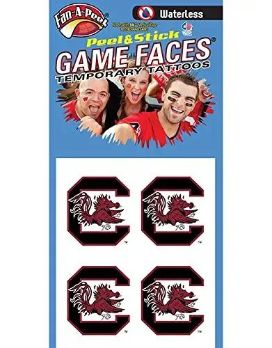 NCAA South Carolina Gamecocks 4-Pack Waterless Temporary Tattoos- | Amazon (US)