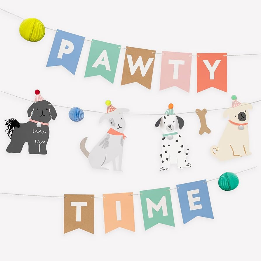 Meri Meri Puppy Party Banner (Pack of 1), 10' Strand w Excess Cord, Meri Meri Party Banner, 2 Par... | Amazon (US)