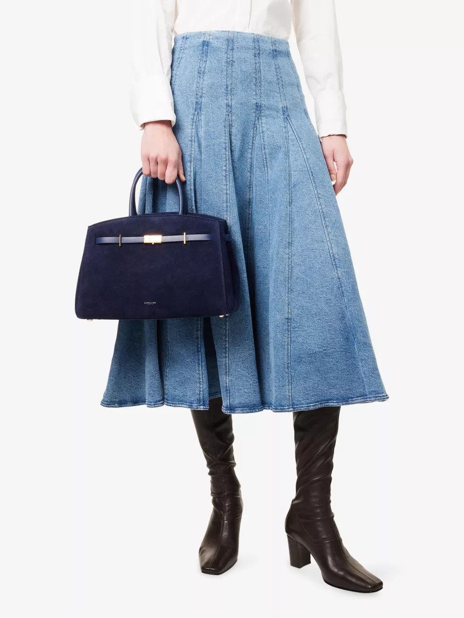 The Midi Hudson Suede Top-Handle Bag | Selfridges