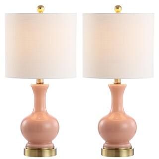 JONATHAN Y Cox 22 in. Light Coral Metal/Glass LED Table Lamp (Set of 2)-JYL4033D-SET2 - The Home ... | The Home Depot