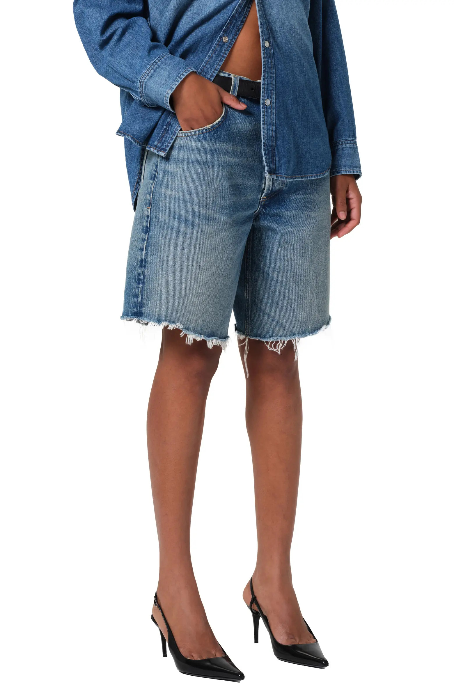 Citizens of Humanity Ayla High Waist Raw Hem Cutoff Denim Bermuda Shorts | Nordstrom | Nordstrom