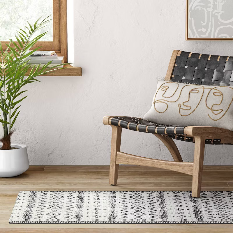 Luna Aztec Diamond Printed Rug Black - Threshold™ | Target