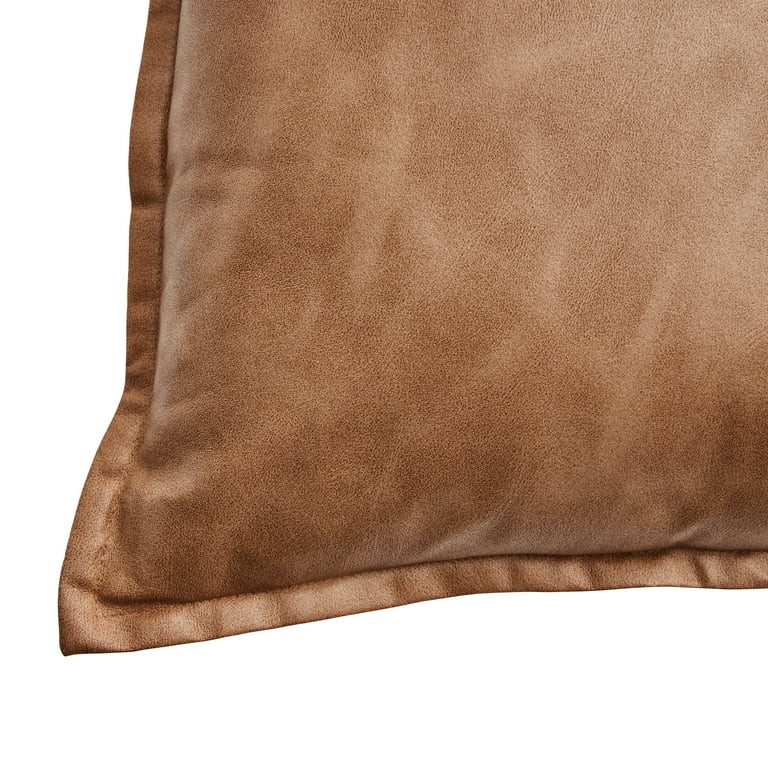 Better Homes & Gardens 14" x 24" Beige Vegan Leather Decorative Pillow | Walmart (US)