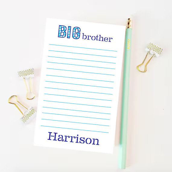 Big brother gift idea, Big brother notepad, Big brother stationery, Kids notepad, Personalized no... | Etsy (US)