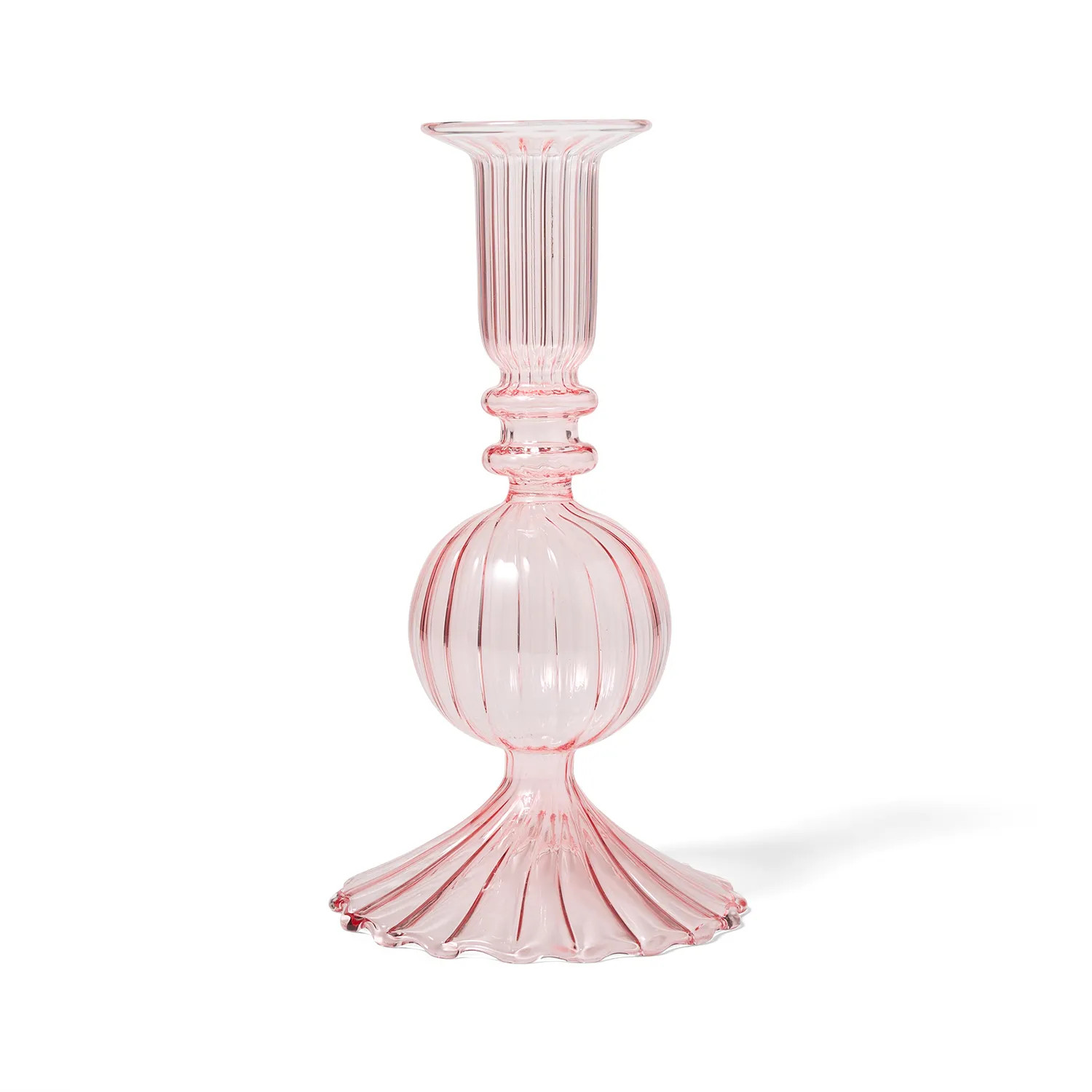 Sur La Table Pink Glass Taper Candle Holder, 6.3" | Sur La Table